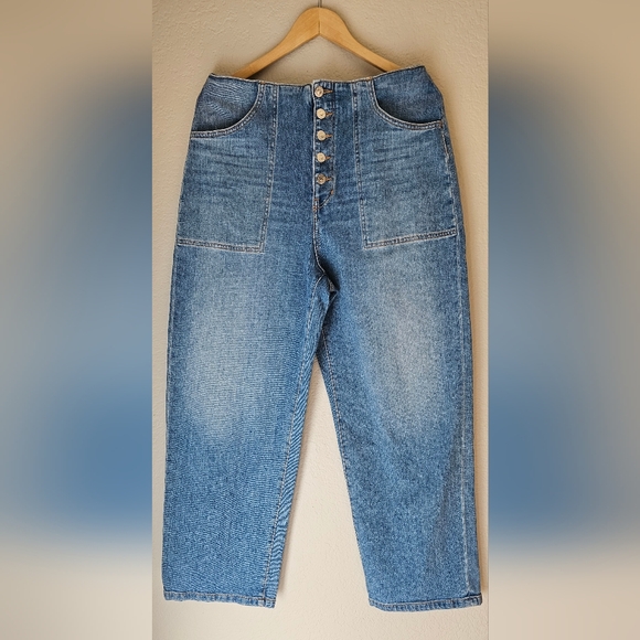 Veronica Beard Crosbie Wide-Leg Cropped Jeans | Lakeshore Wash | Size 31 - Picture 11 of 12